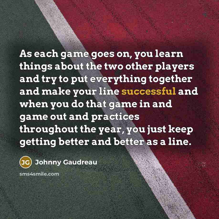 “As each game goes on, you learn things about the…” quote by Johnny Gaudreau