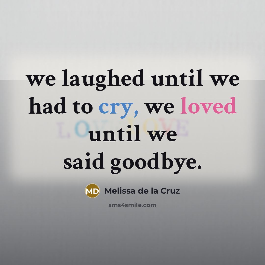 “we laughed until we had to cry, we loved until…” quote by Melissa de la Cruz