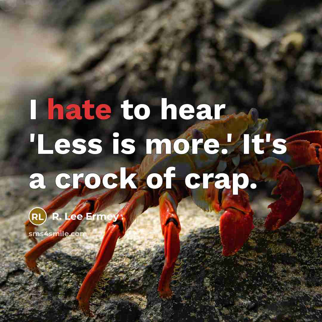 “I hate to hear 'Less is more.' It's a crock…” quote by R. Lee Ermey