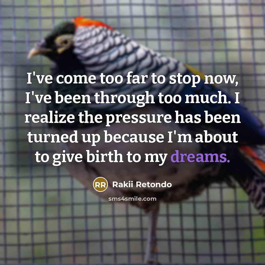“I've come too far to stop now, I've been through…” quote by Rakii Retondo