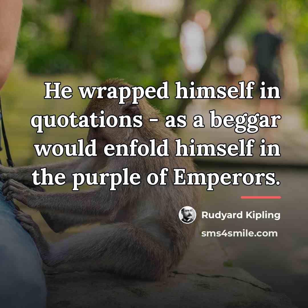 “He wrapped himself in quotations - as a beggar would…” quote by Rudyard Kipling