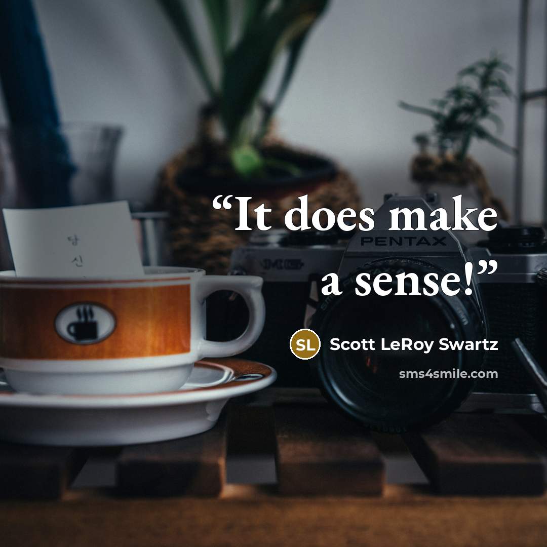 “It does make a sense!” quote by Scott LeRoy Swartz