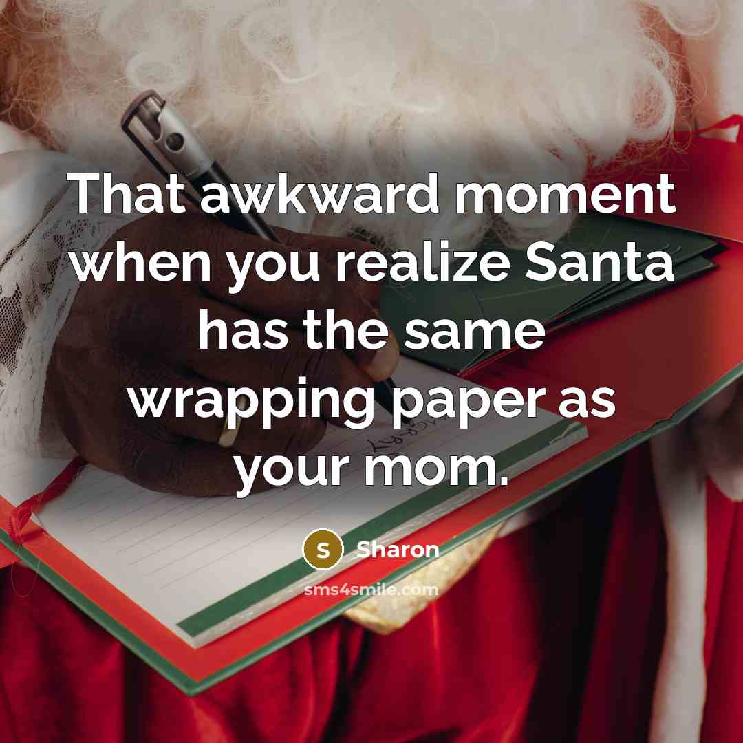 “That awkward moment when you realize Santa has the same…” quote by Sharon