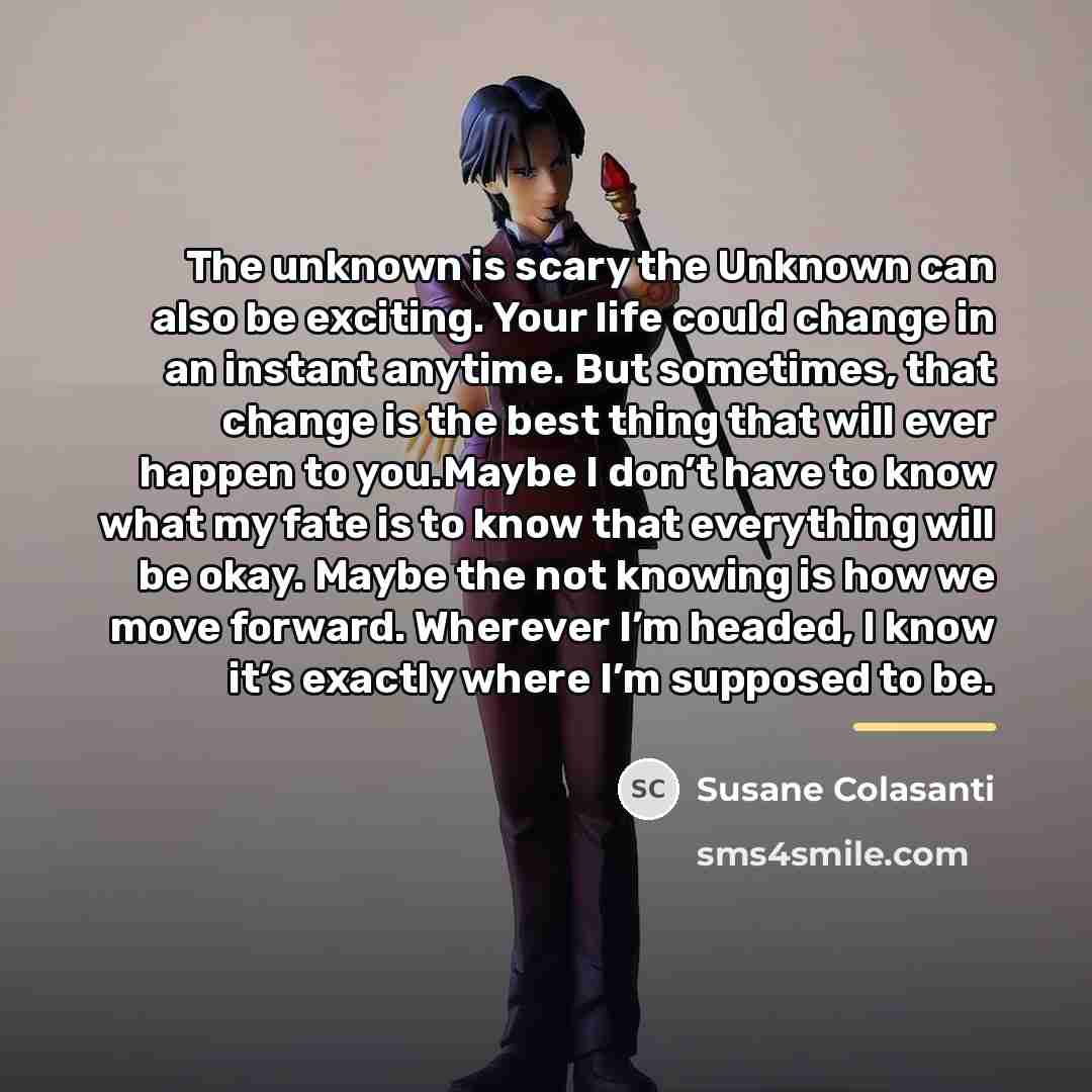 “The unknown is scary the Unknown can also be exciting.…” quote by Susane Colasanti