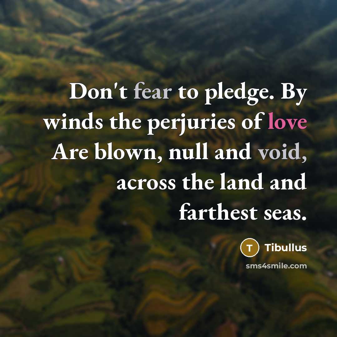 “Don't fear to pledge. By winds the perjuries of love…” quote by Tibullus