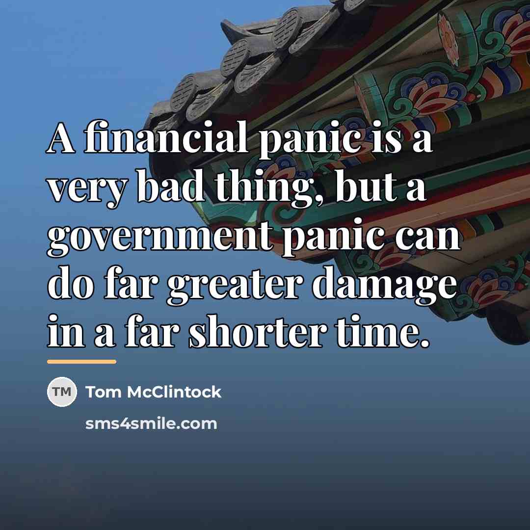 “A financial panic is a very bad thing, but a…” quote by Tom McClintock