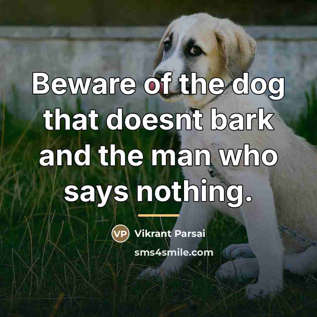 “Beware of the dog that doesnt bark and the man…” quote by Vikrant Parsai