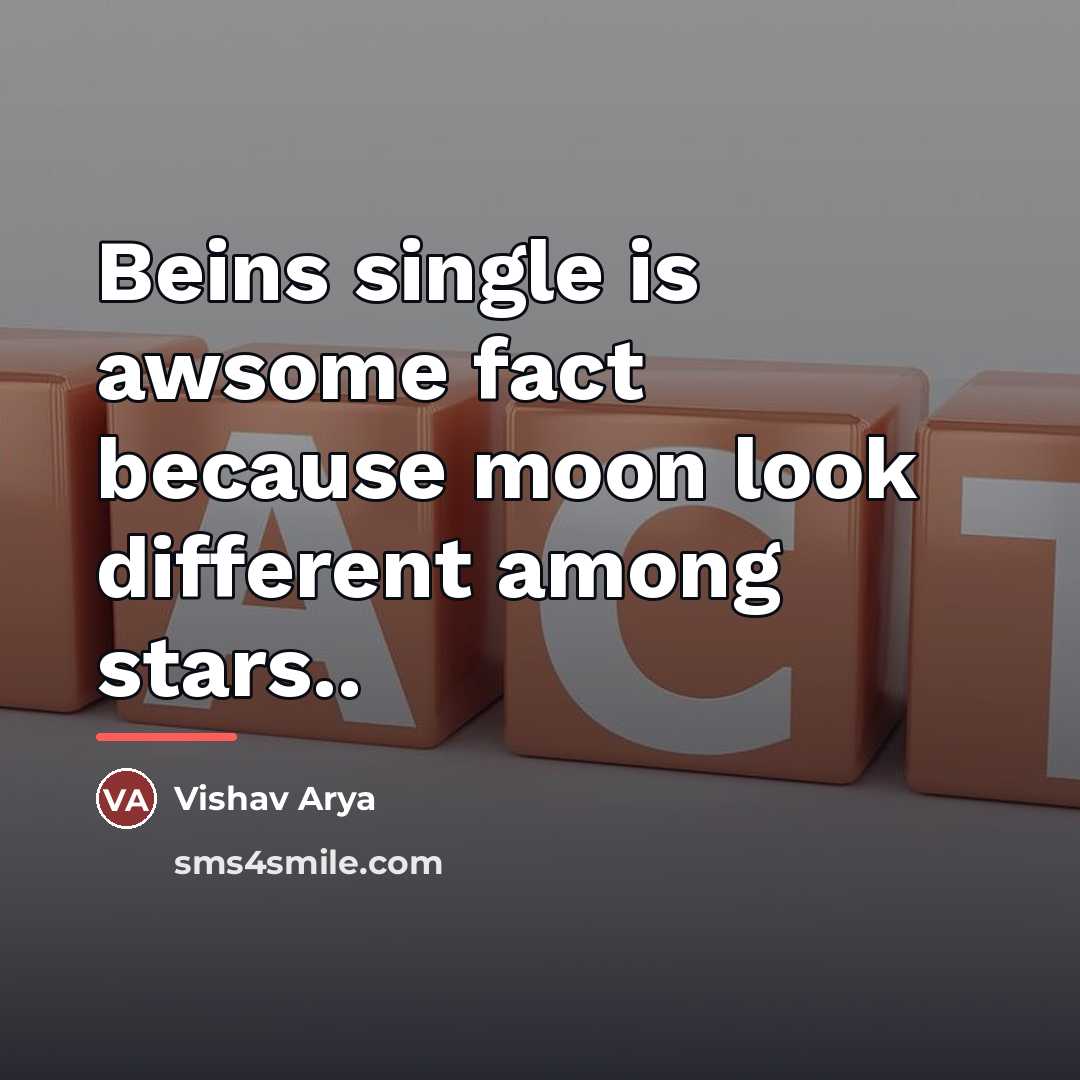 “Beins single is awsome fact because moon look different among…” quote by Vishav Arya