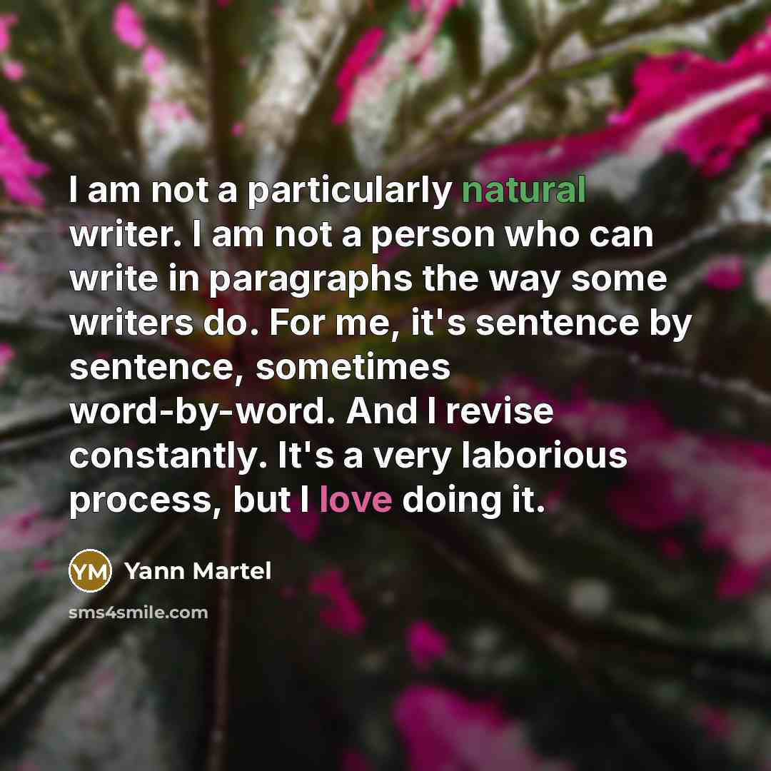 “I am not a particularly natural writer. I am not…” quote by Yann Martel