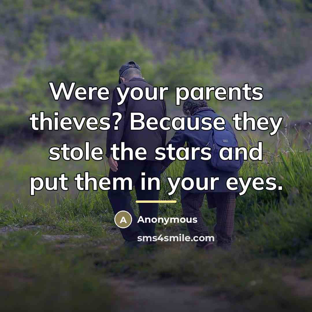 “Were your parents thieves? Because they stole the stars and…” quote by Anonymous