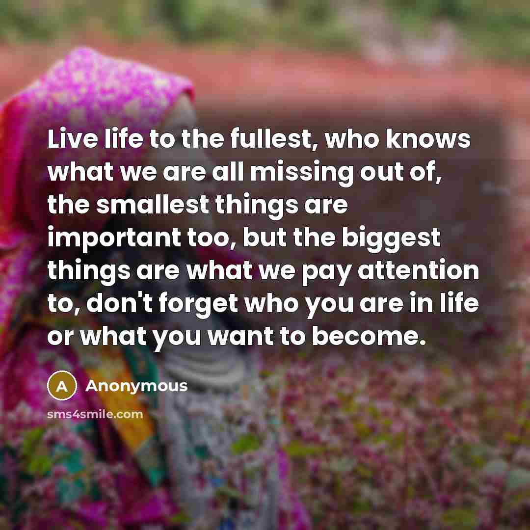 “Live life to the fullest, who knows what we are…” quote by Anonymous