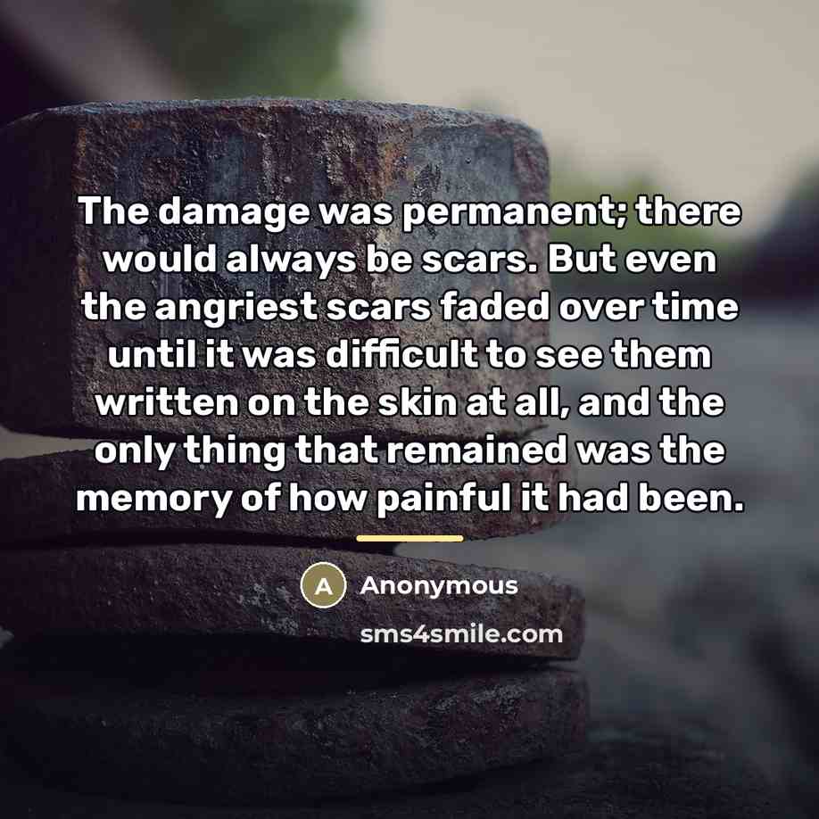 “The damage was permanent; there would always be scars. But…” quote by Anonymous