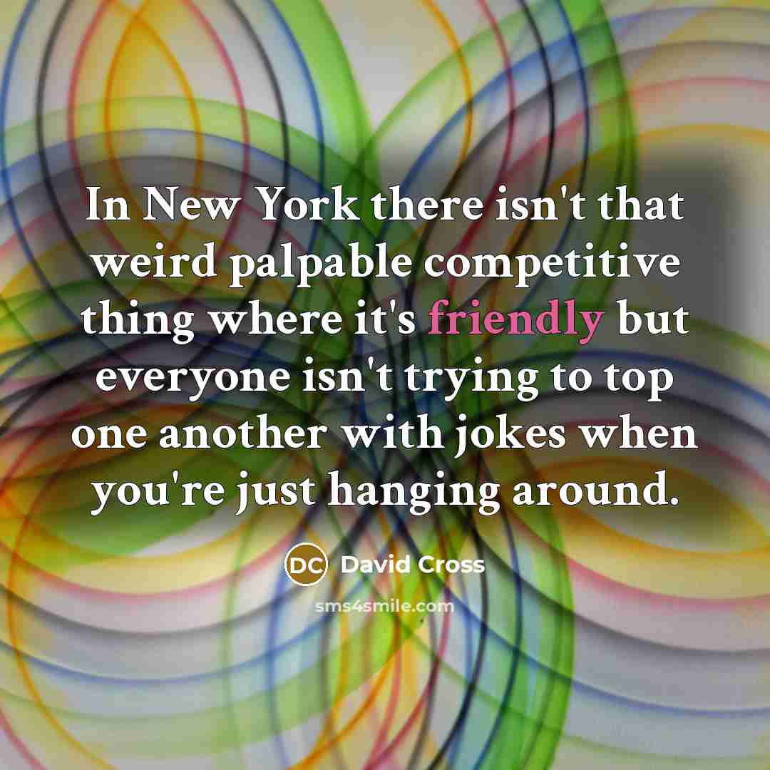 “In New York there isn't that weird palpable competitive thing…” quote by David Cross