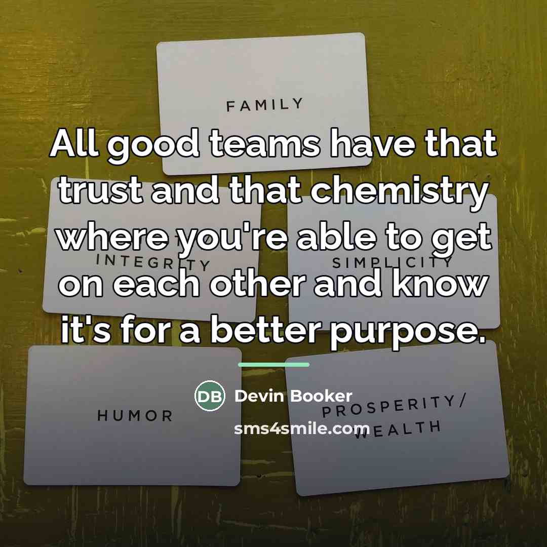 “All good teams have that trust and that chemistry where…” quote by Devin Booker