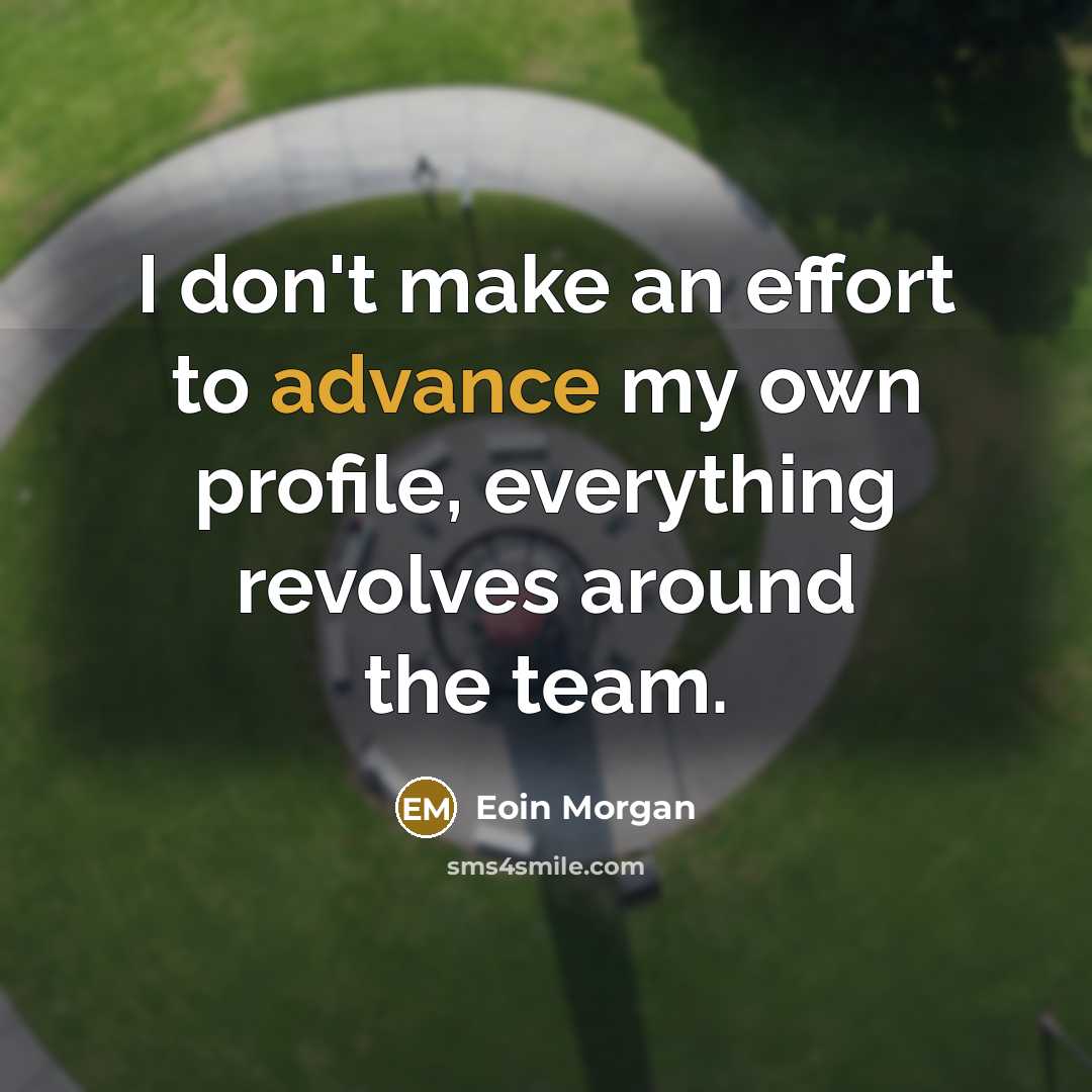 “I don't make an effort to advance my own profile,…” quote by Eoin Morgan