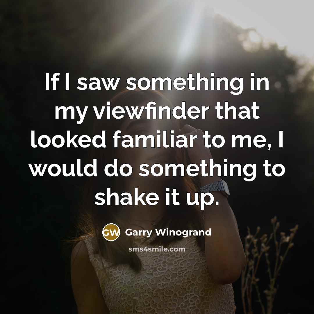 “If I saw something in my viewfinder that looked familiar…” quote by Garry Winogrand