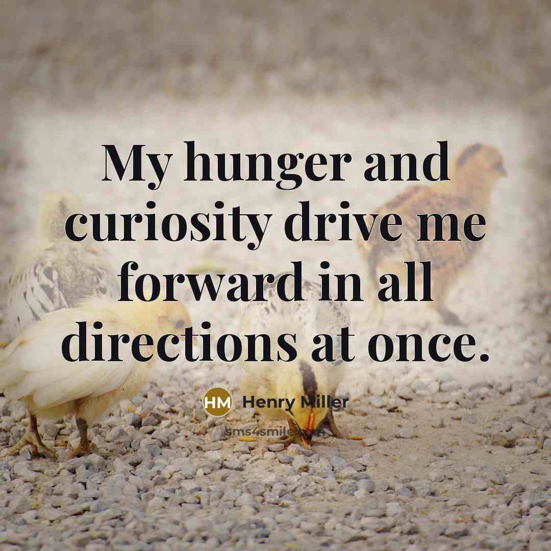 “My hunger and curiosity drive me forward in all directions…” quote by Henry Miller