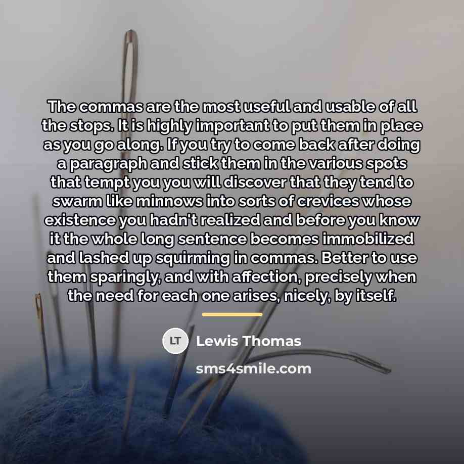 “The commas are the most useful and usable of all…” quote by Lewis Thomas