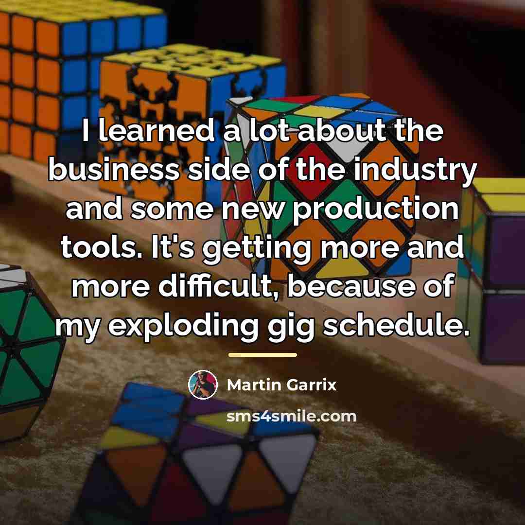 “I learned a lot about the business side of the…” quote by Martin Garrix