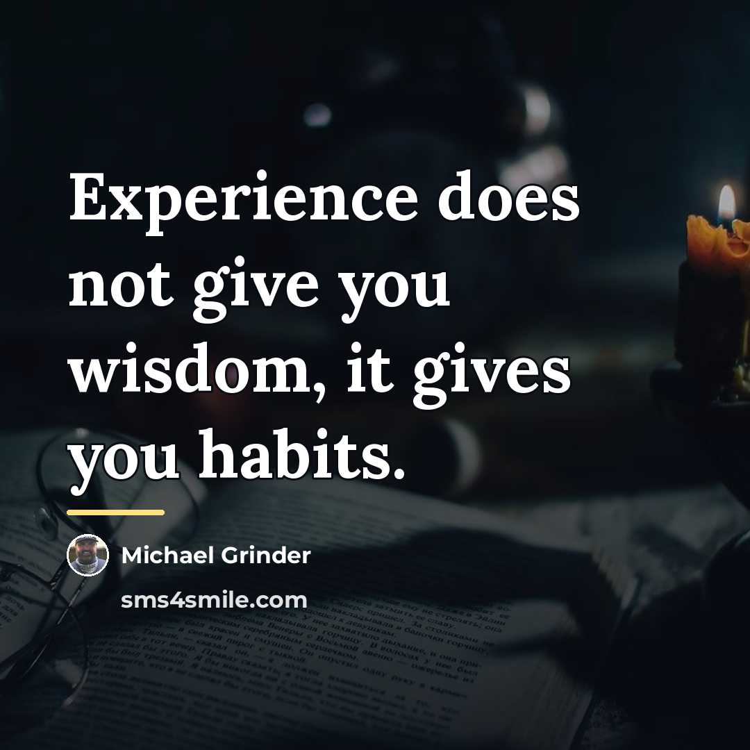 “Experience does not give you wisdom, it gives you habits.…” quote by Michael Grinder