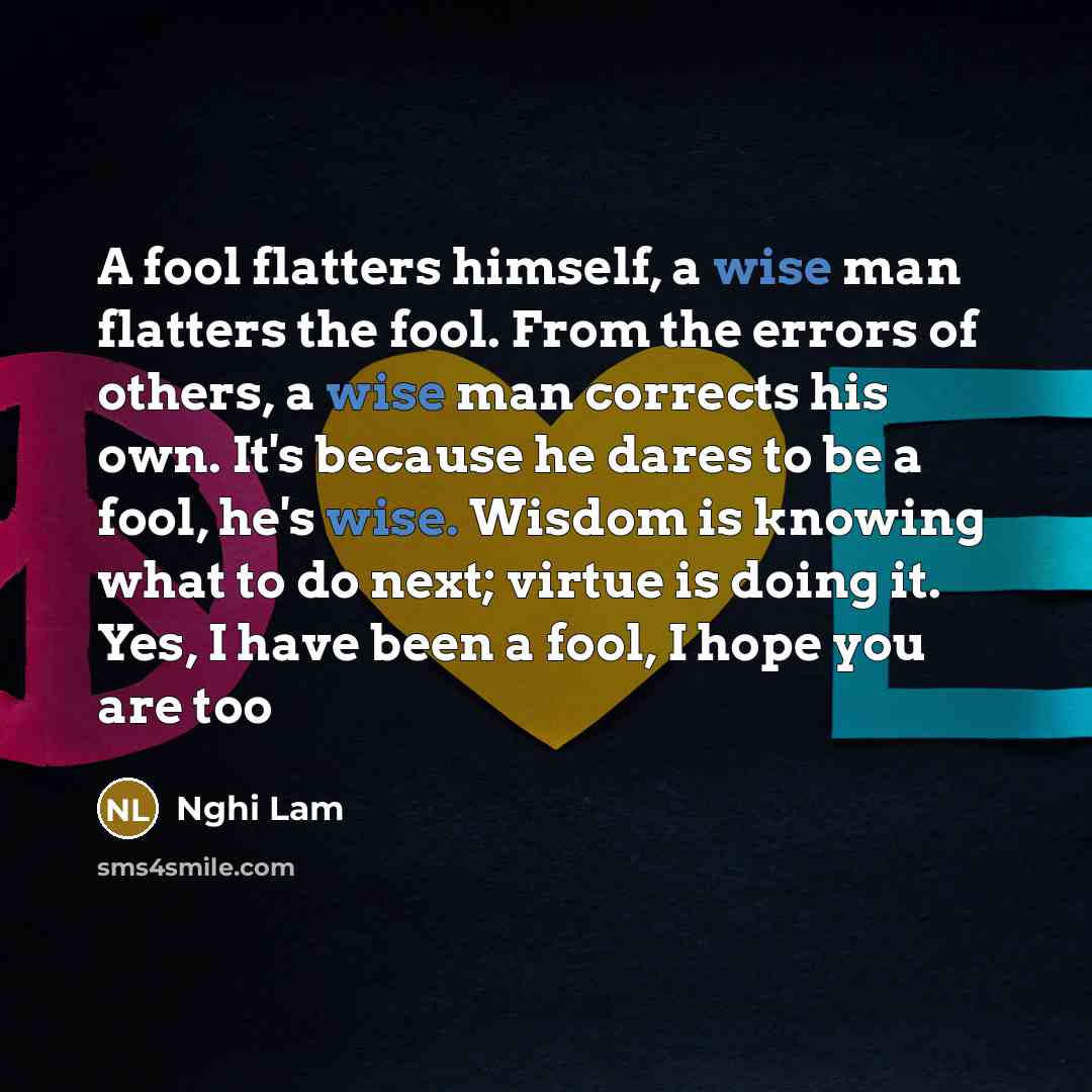 “A fool flatters himself, a wise man flatters the fool.…” quote by Nghi Lam