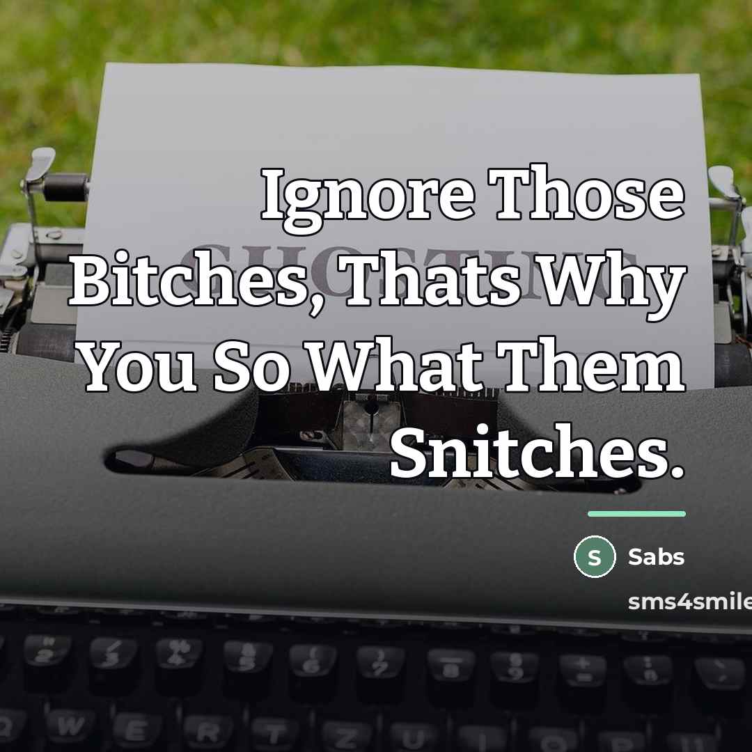 “Ignore Those Bitches, Thats Why You So What Them Snitches.…” quote by Sabs
