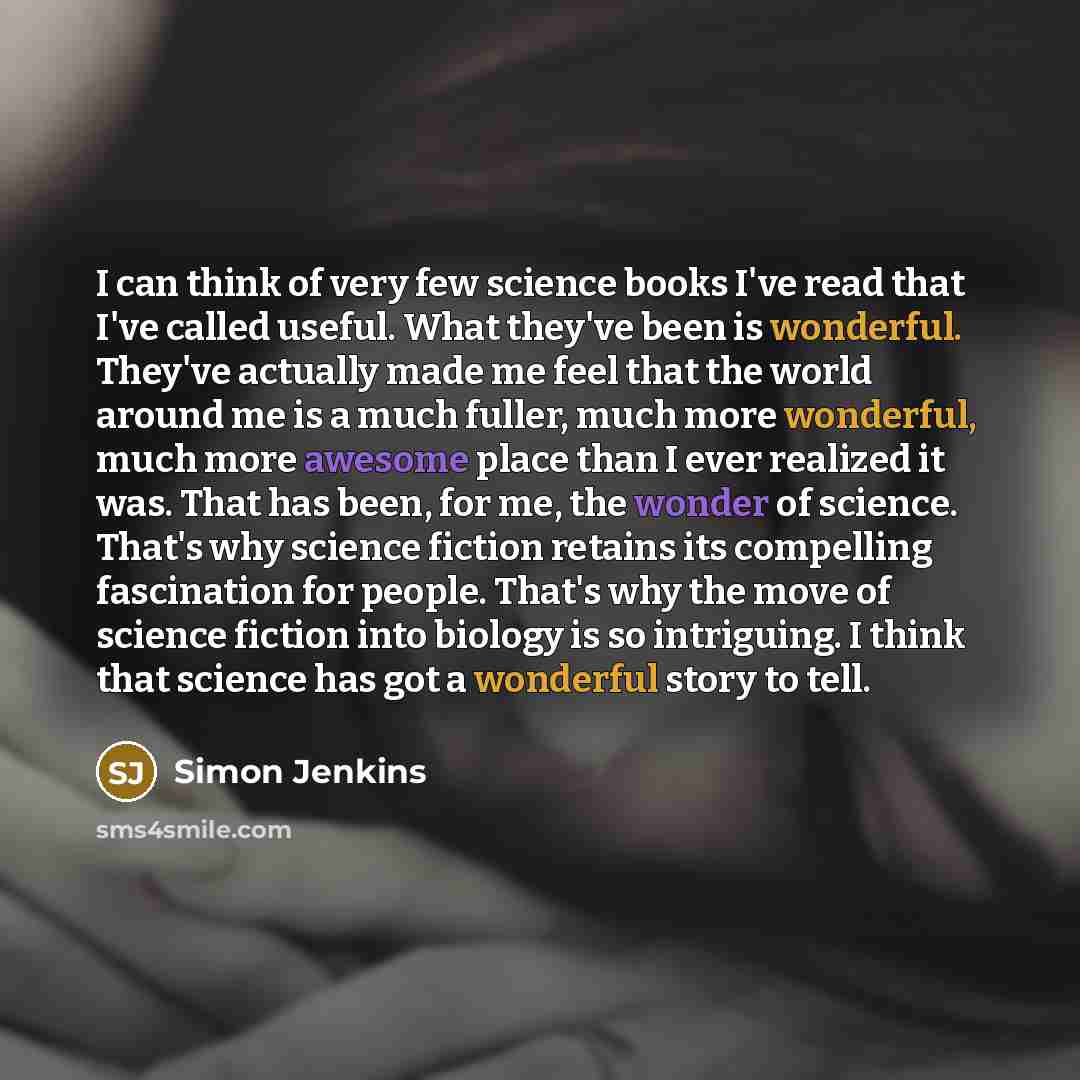 “I can think of very few science books I've read…” quote by Simon Jenkins