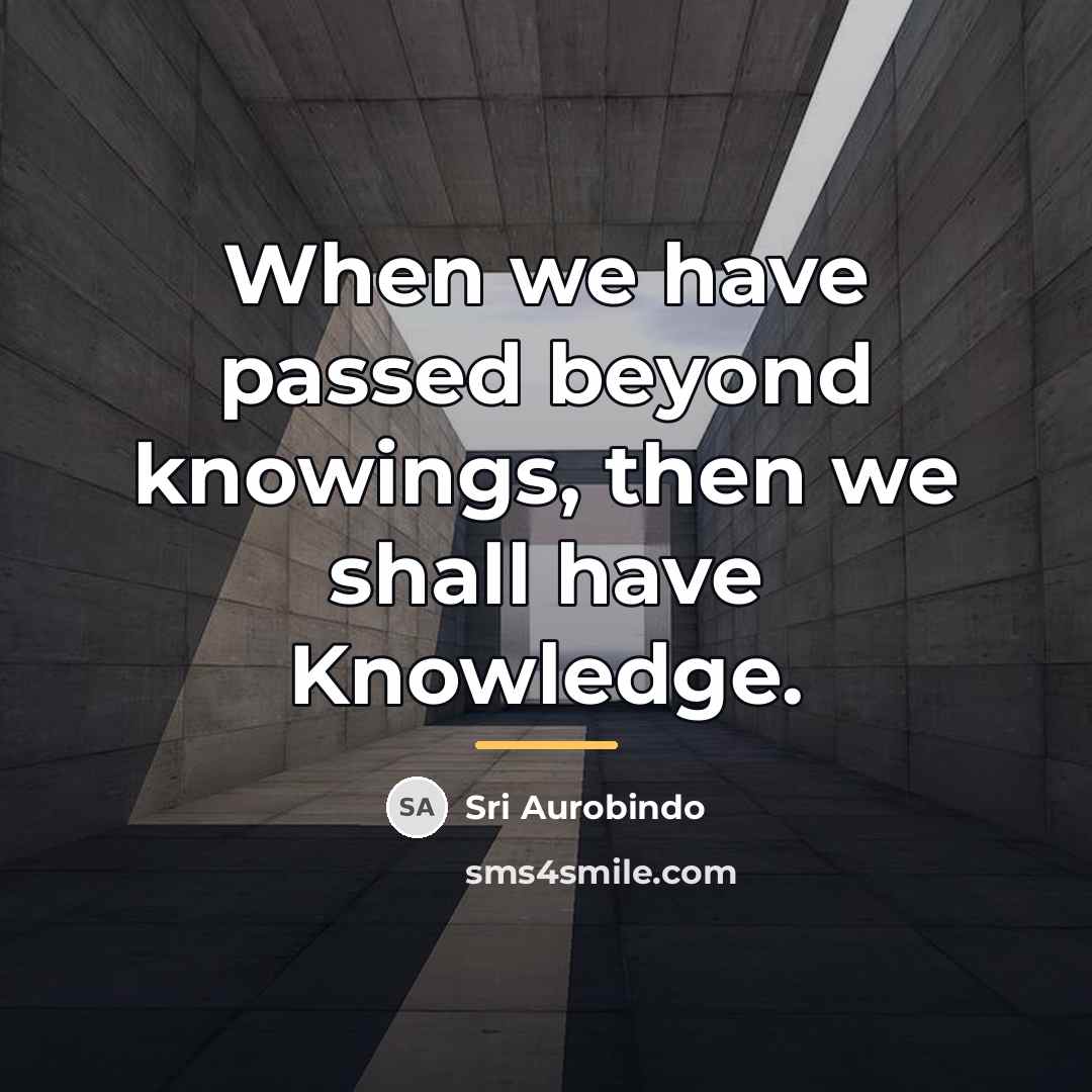 “When we have passed beyond knowings, then we shall have…” quote by Sri Aurobindo