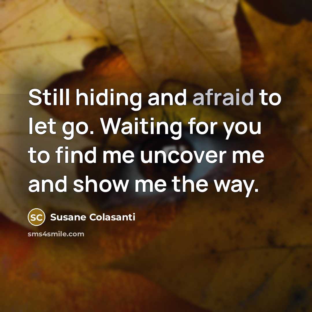 “Still hiding and afraid to let go. Waiting for you…” quote by Susane Colasanti