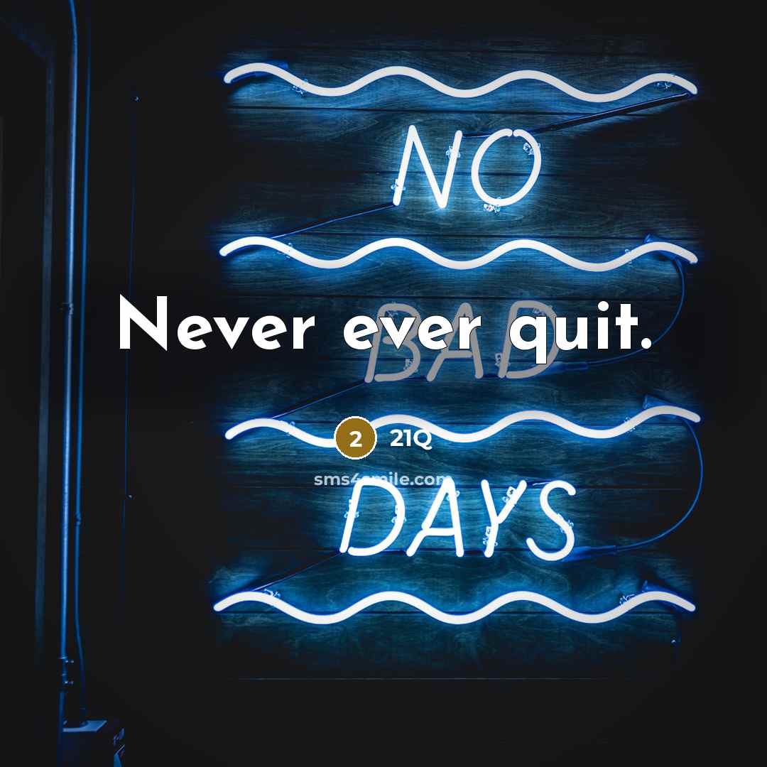 “Never ever quit.…” quote by 21Q