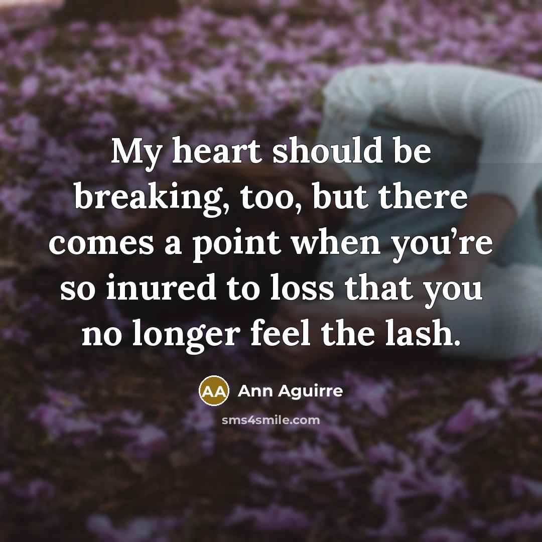 “My heart should be breaking, too, but there comes a…” quote by Ann Aguirre