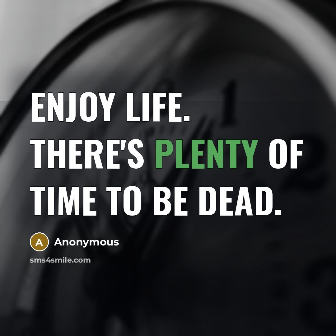 “Enjoy life. There's plenty of time to be dead.…” quote by Anonymous