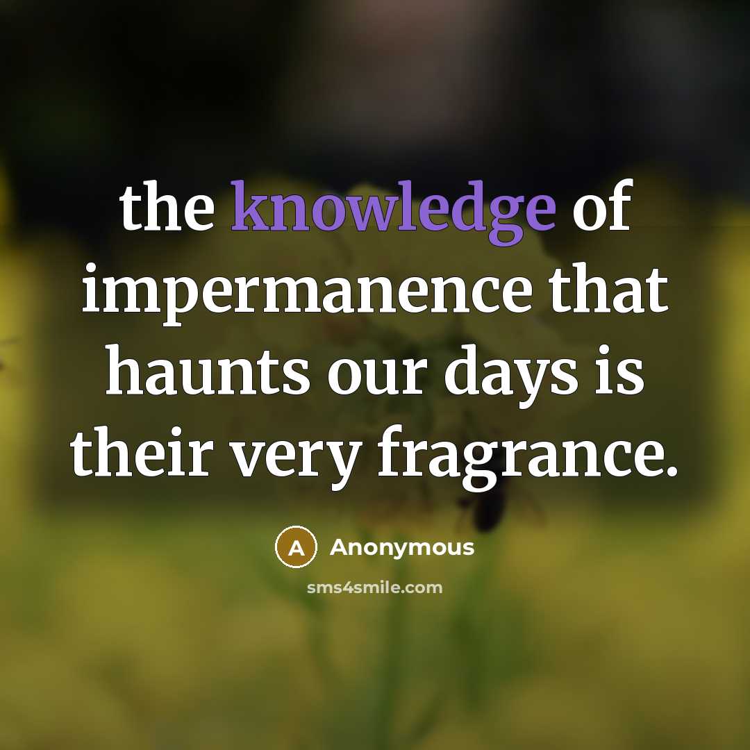 “the knowledge of impermanence that haunts our days is their…” quote by Anonymous