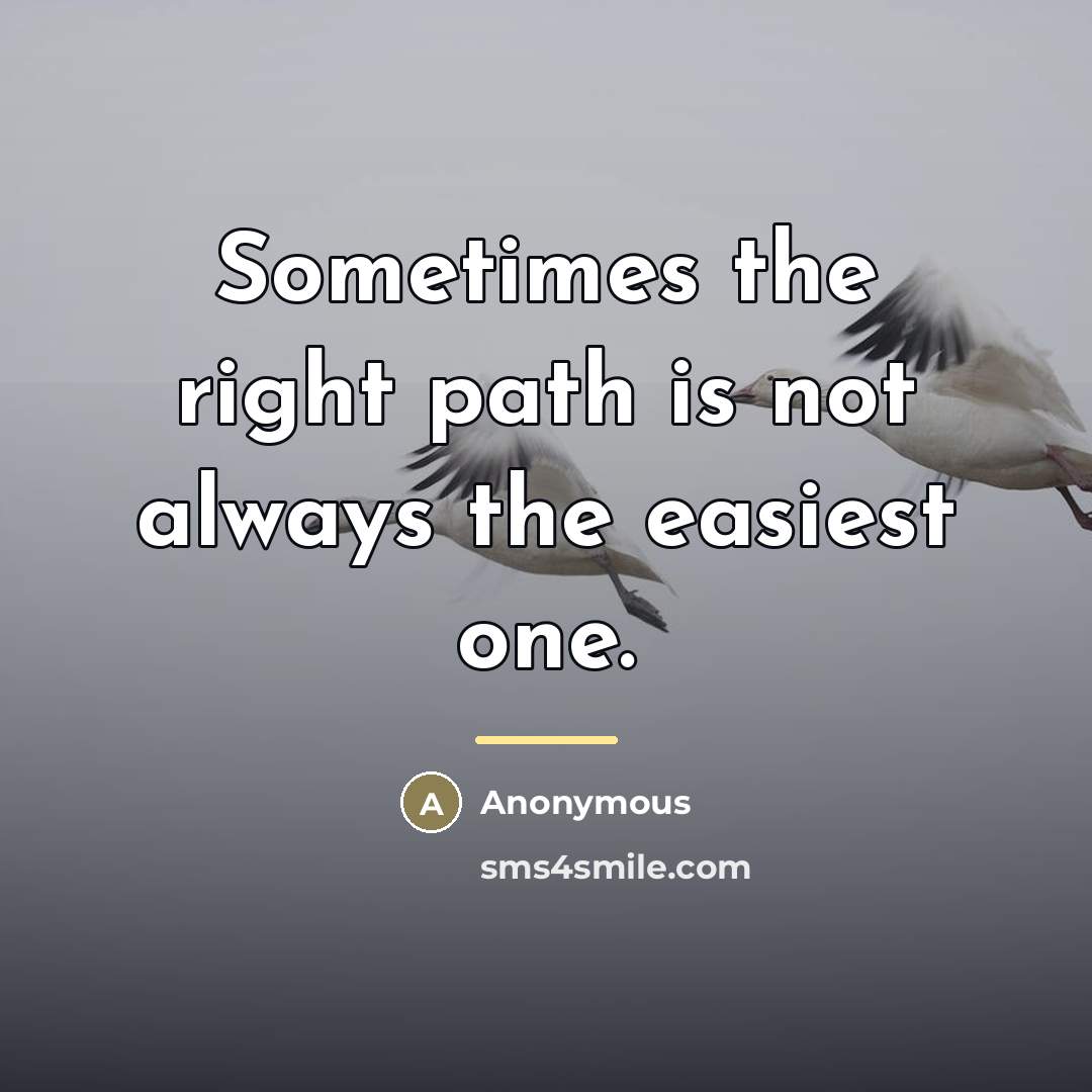 “Sometimes the right path is not always the easiest one.…” quote by Anonymous