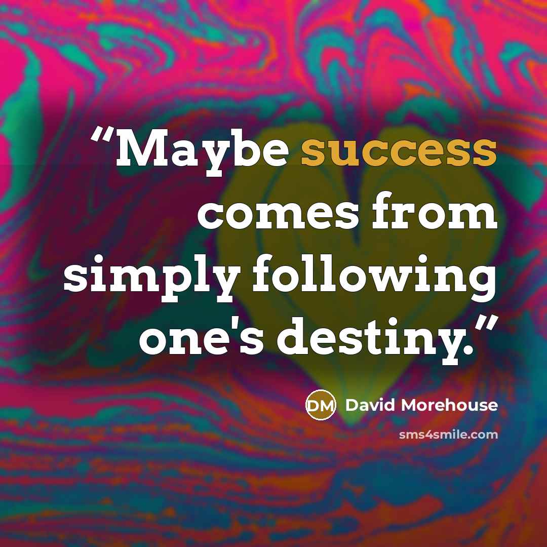 “Maybe success comes from simply following one's destiny.” quote by David Morehouse