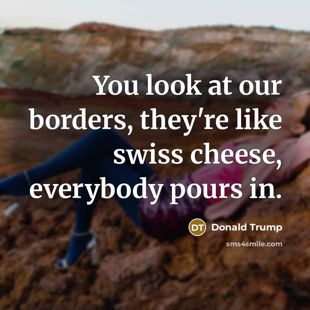 “You look at our borders, they're like swiss cheese, everybody…” quote by Donald Trump