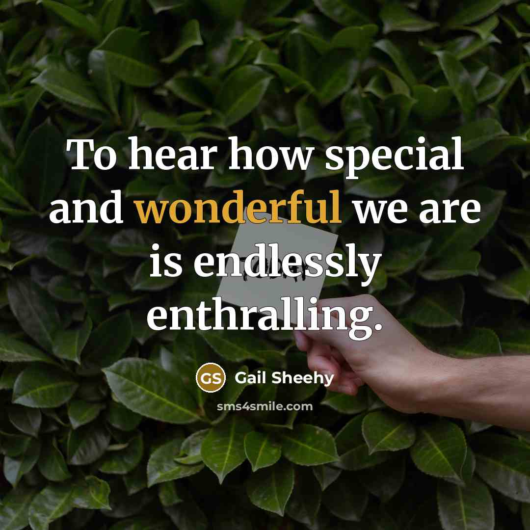 “To hear how special and wonderful we are is endlessly…” quote by Gail Sheehy