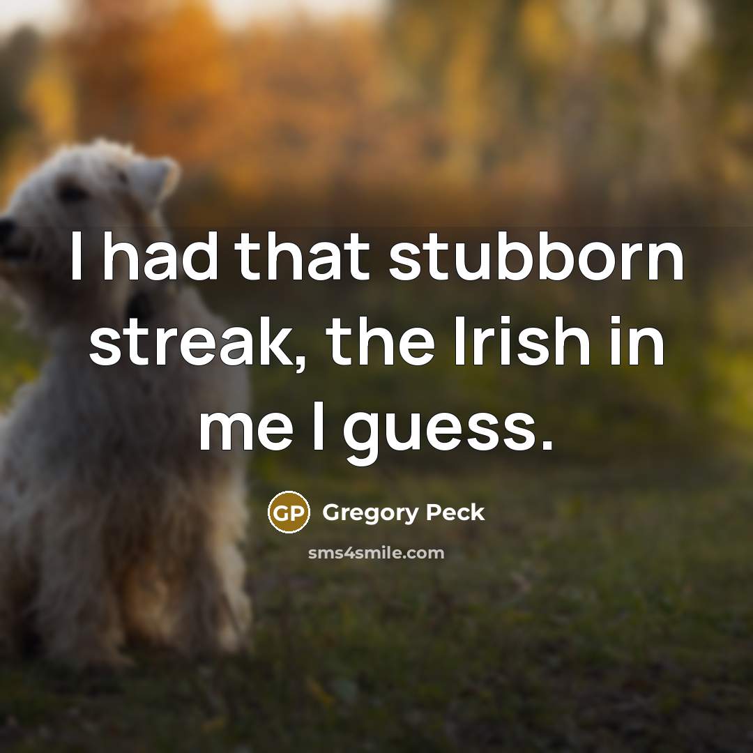 “I had that stubborn streak, the Irish in me I…” quote by Gregory Peck