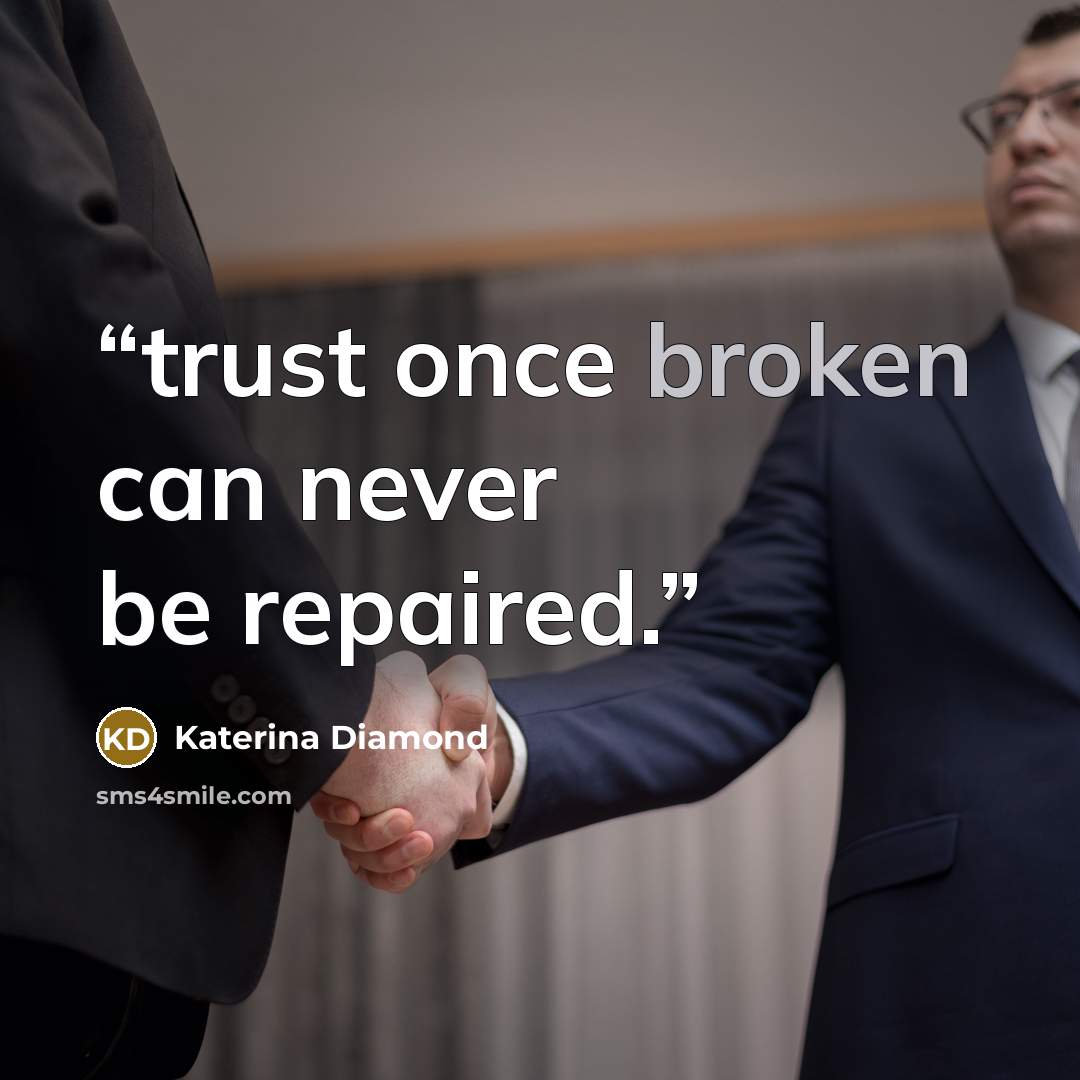 “trust once broken can never be repaired.” quote by Katerina Diamond