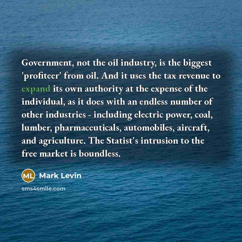 “Government, not the oil industry, is the biggest 'profiteer' from…” quote by Mark Levin