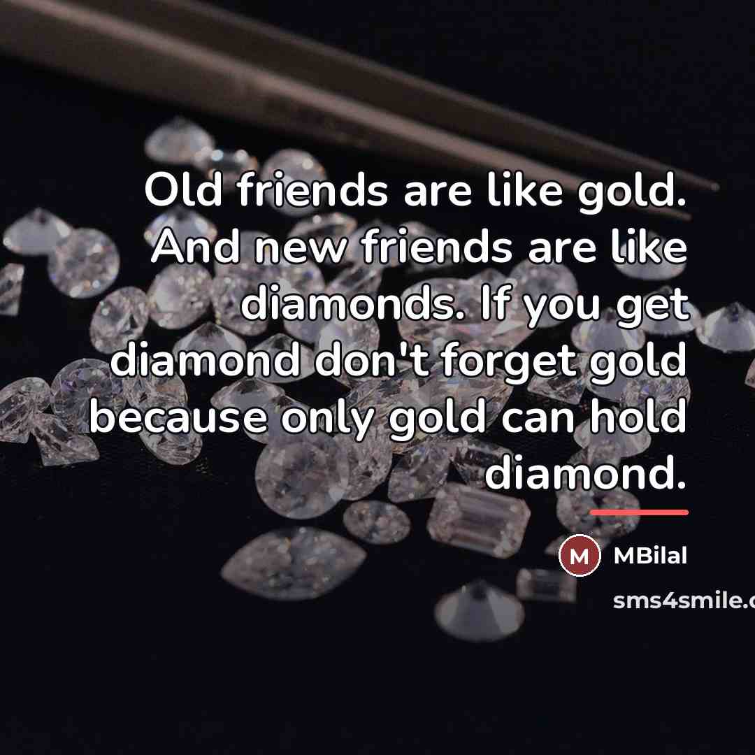 “Old friends are like gold. And new friends are like…” quote by MBilal