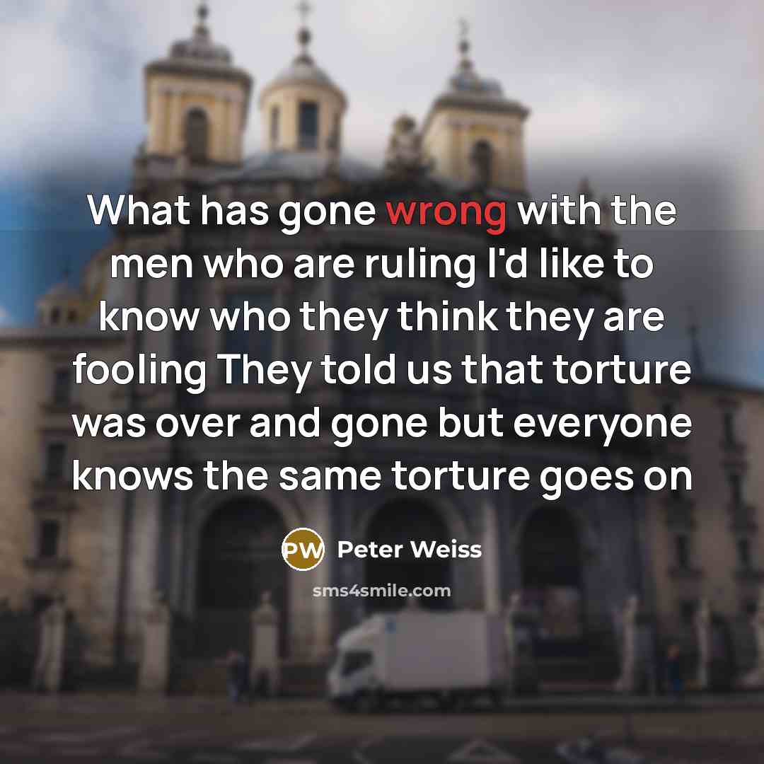 “What has gone wrong with the men who are ruling…” quote by Peter Weiss