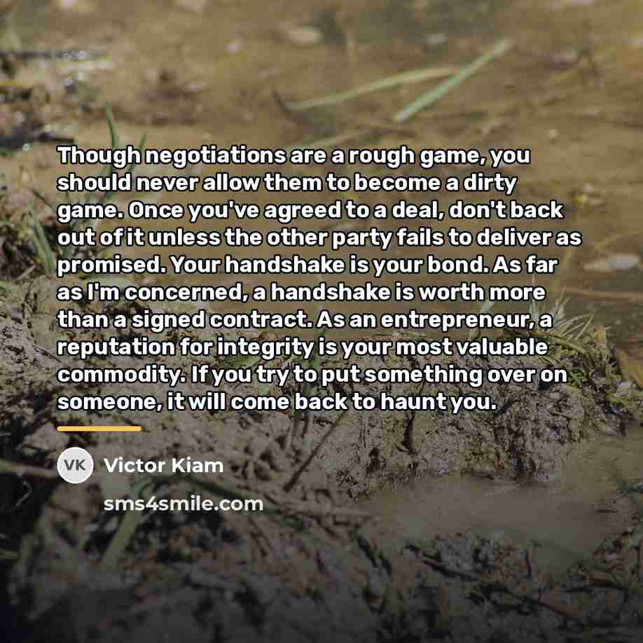 “Though negotiations are a rough game, you should never allow…” quote by Victor Kiam