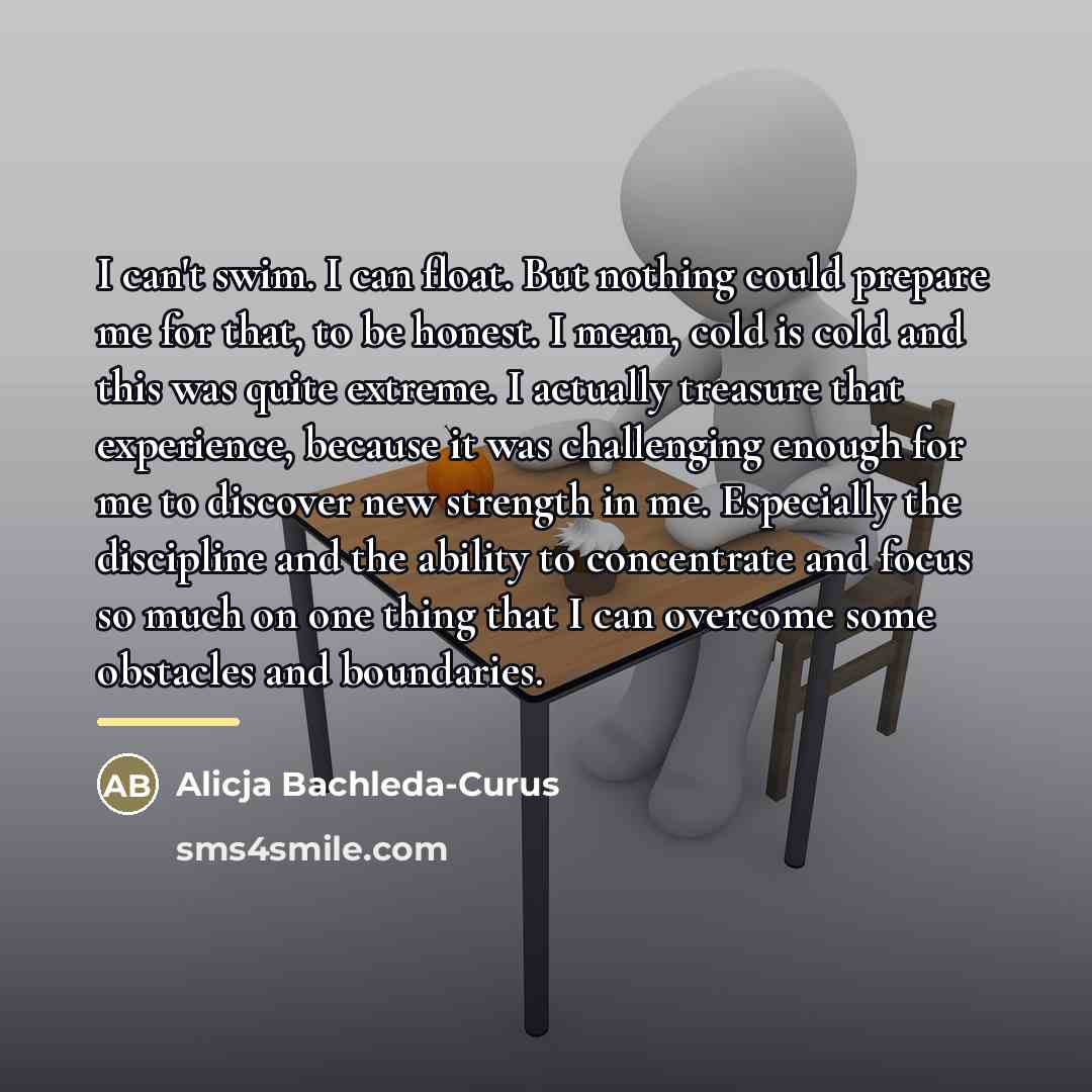 “I can't swim. I can float. But nothing could prepare…” quote by Alicja Bachleda-Curus