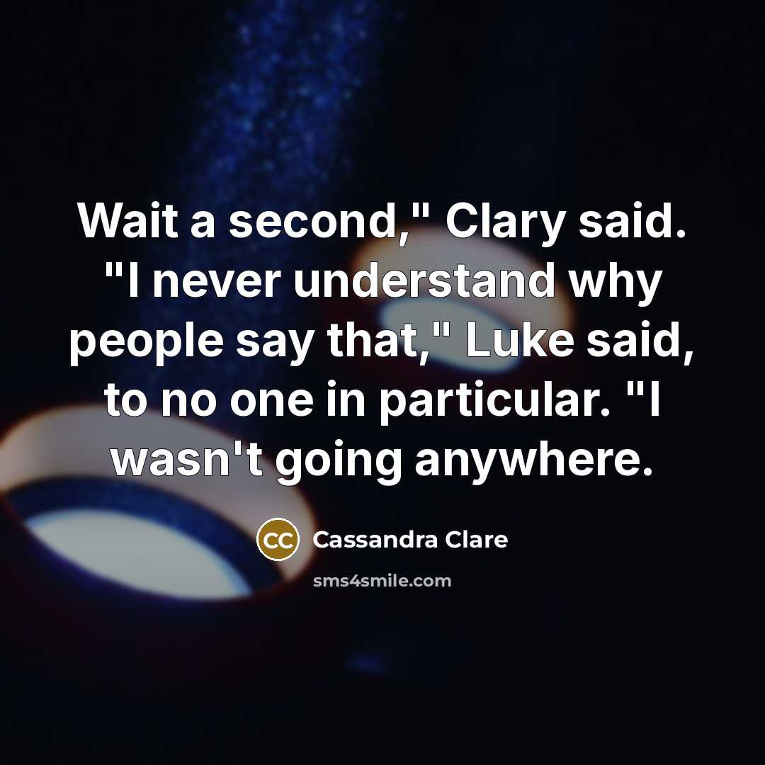 “Wait a second," Clary said. "I never understand why people…” quote by Cassandra Clare