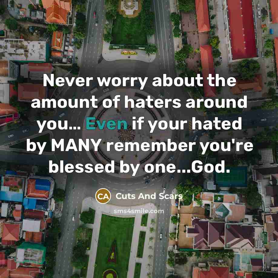 “Never worry about the amount of haters around you.... Even…” quote by Cuts And Scars