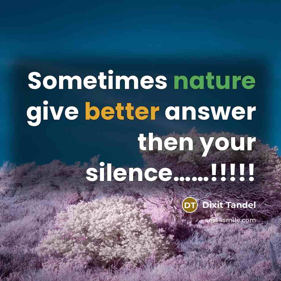 “Sometimes nature give better answer then your silence……!!!!!” quote by Dixit Tandel