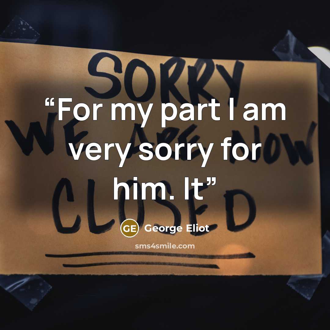 “For my part I am very sorry for him. It” quote by George Eliot