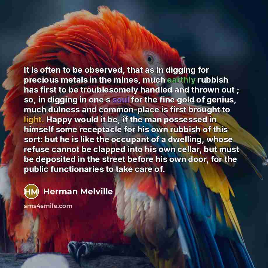 “It is often to be observed, that as in digging…” quote by Herman Melville