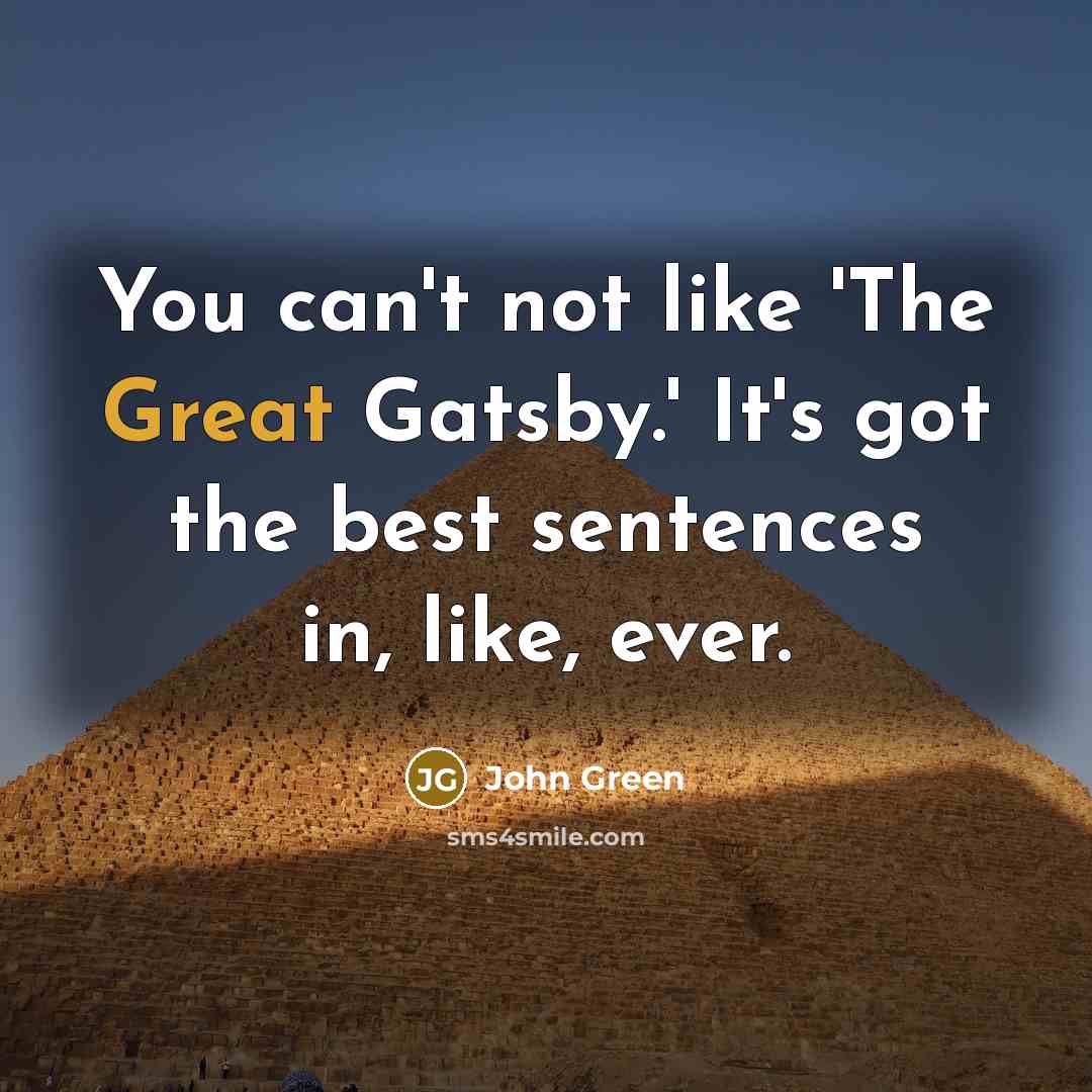 “You can't not like 'The Great Gatsby.' It's got the…” quote by John Green